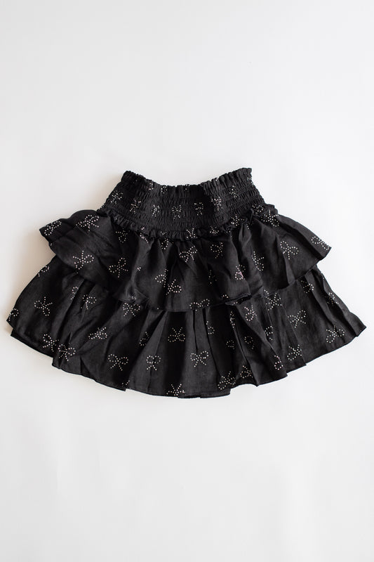 Tiered Silver Bow Skirt | Black