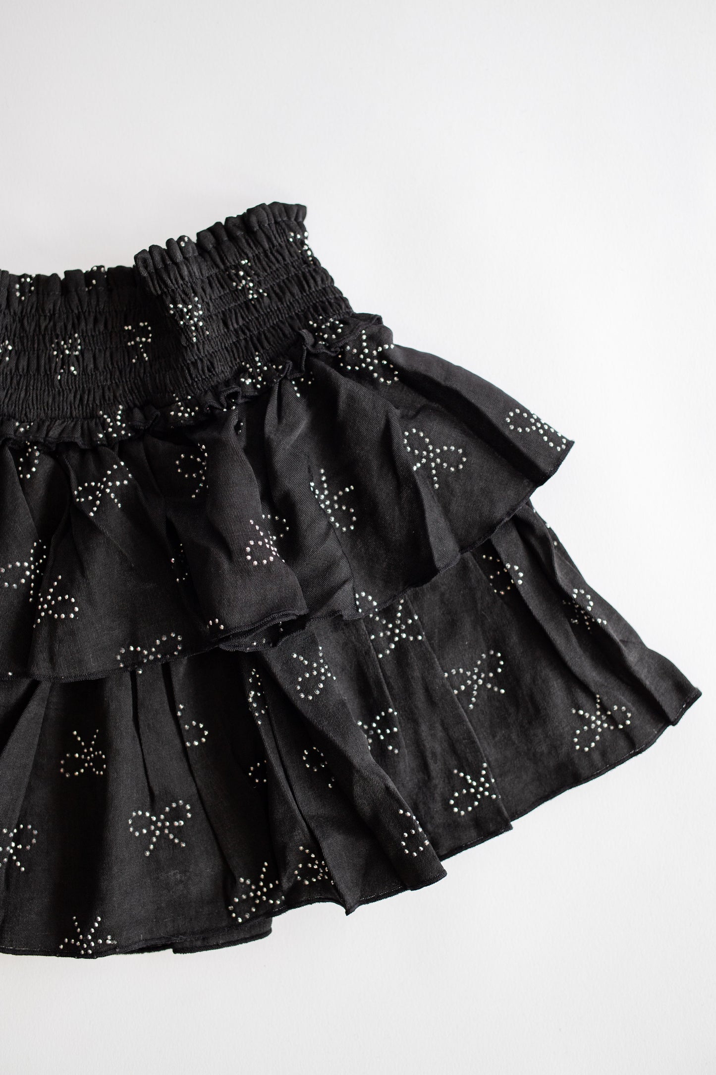 Tiered Silver Bow Skirt | Black