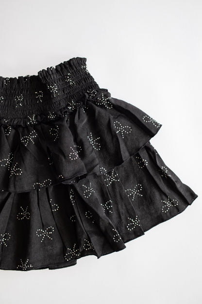 Tiered Silver Bow Skirt | Black