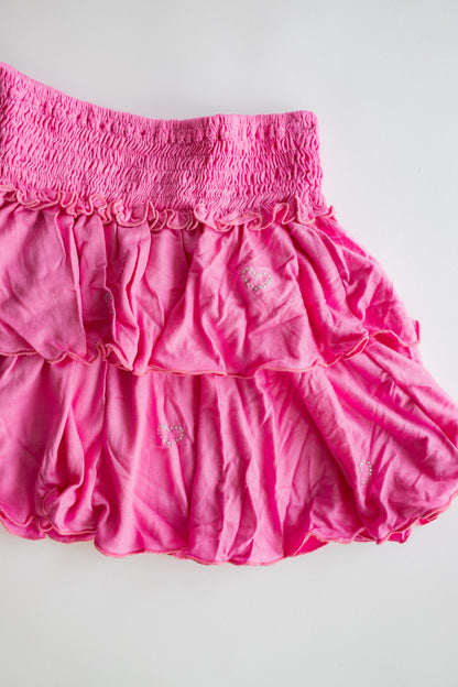 Heart Stud Knit Skirt | Candy Pink