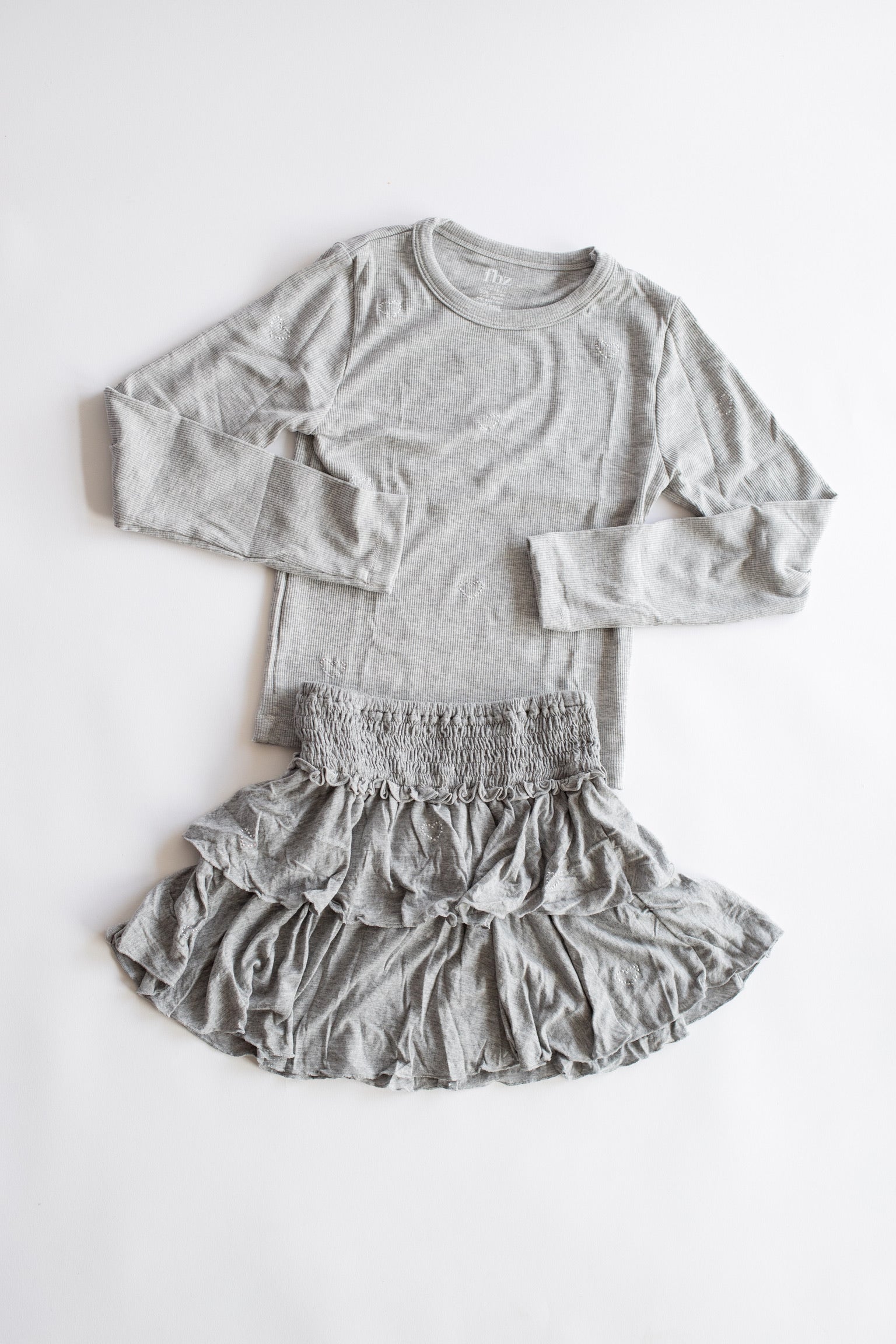 Heart Stud Knit Skirt | Misty Grey