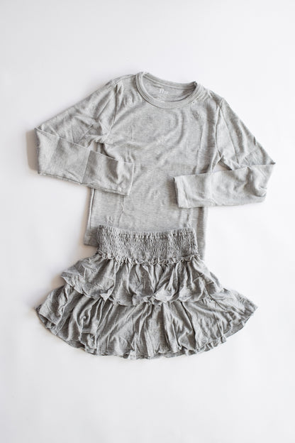 Heart Stud Ribbed Long Sleeve | Misty Grey