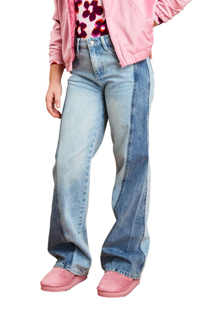 2 Tone Curve Side Panel Wide Leg Jean