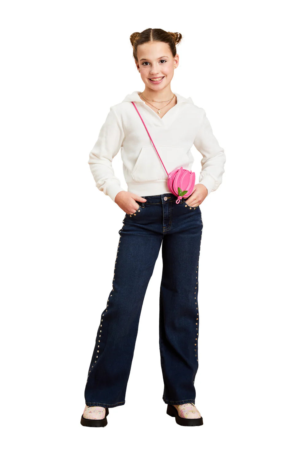 Stud Side Seam Wide Leg Jean