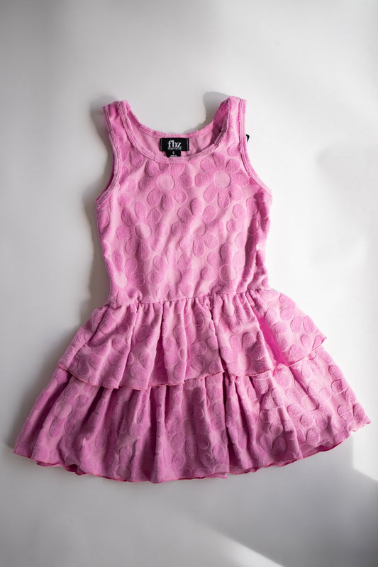 Tiered Daisy Towel Dress | Medium Pink