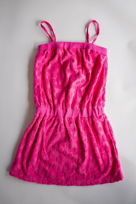 Daisy Towel Gathered Waist Dress | Fuschia