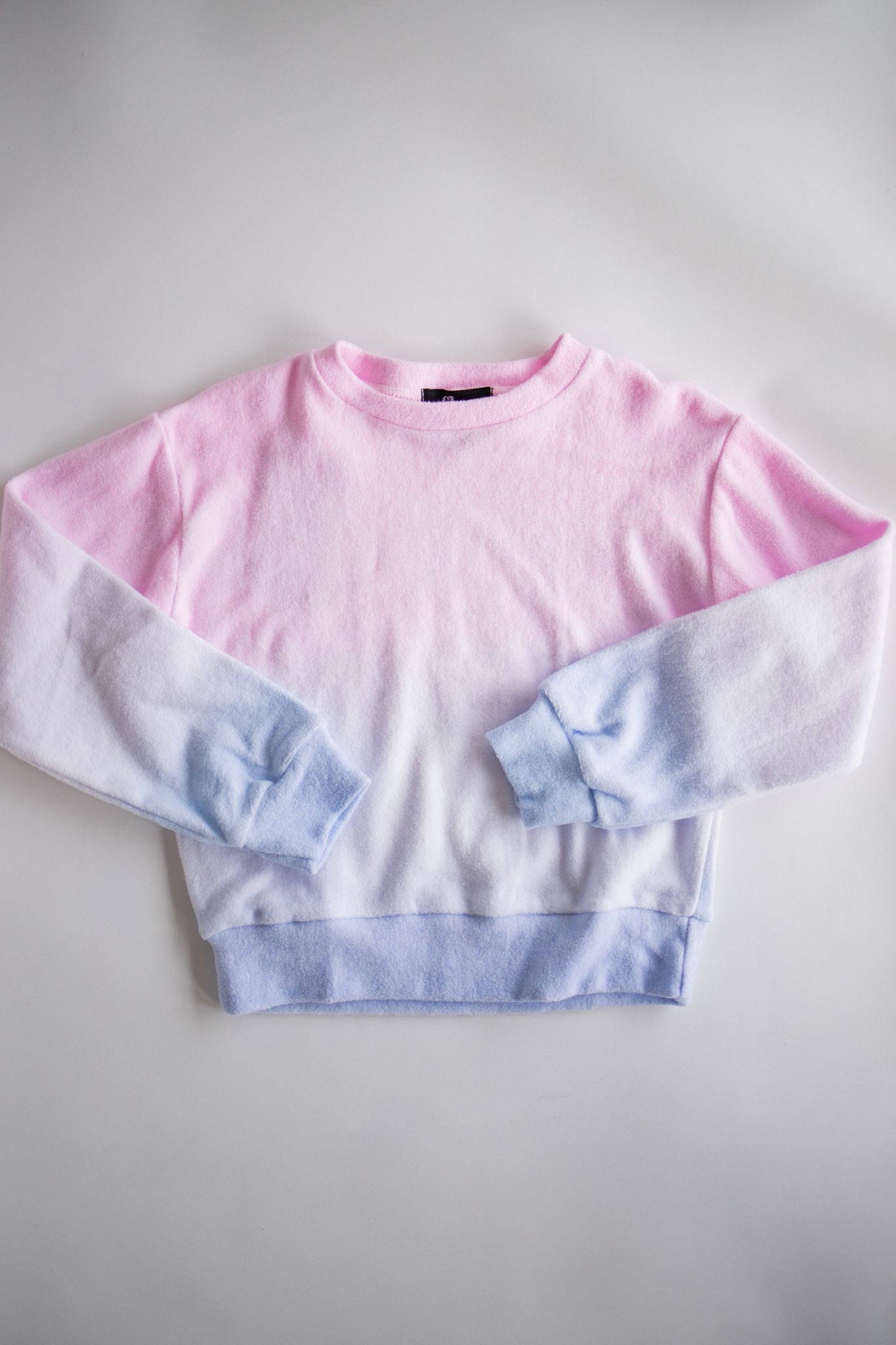 Ombre Raglan Reverse Sweatshirt | Pink, White, Blue