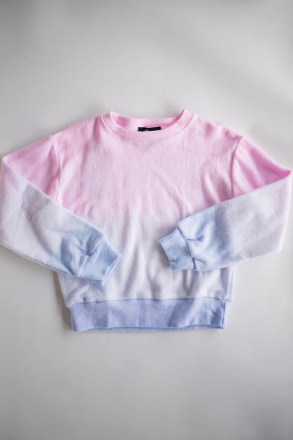 Ombre Raglan Reverse Sweatshirt | Pink, White, Blue