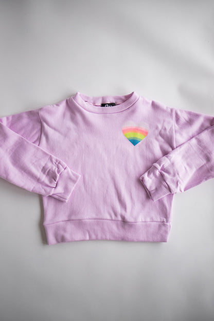 Rainbow Heart Pullover | Pastel Pink