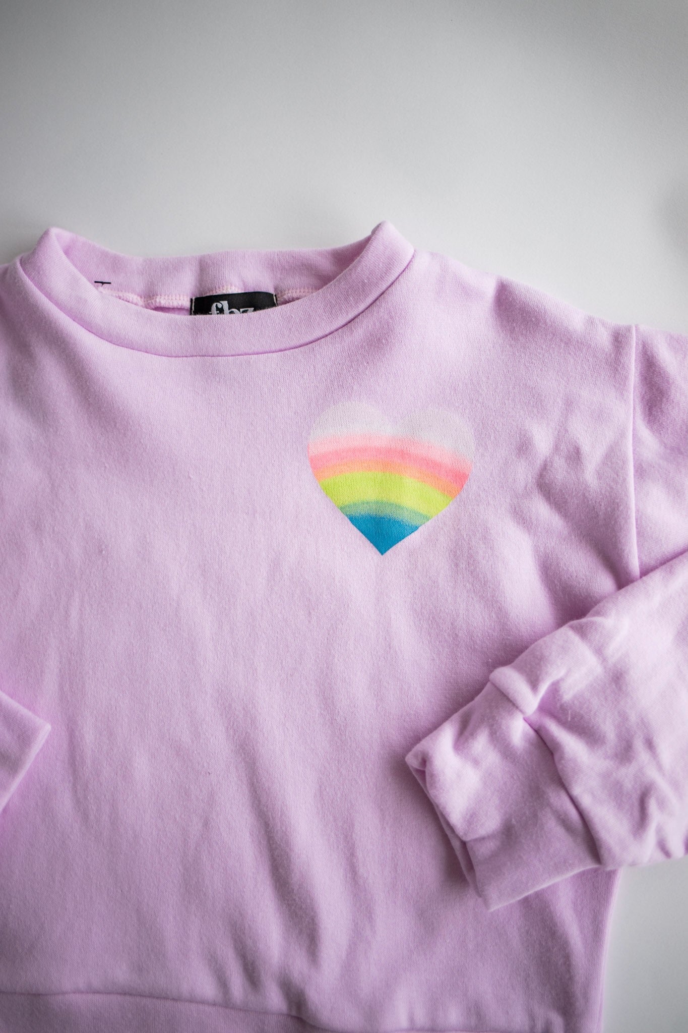Rainbow Heart Pullover | Pastel Pink