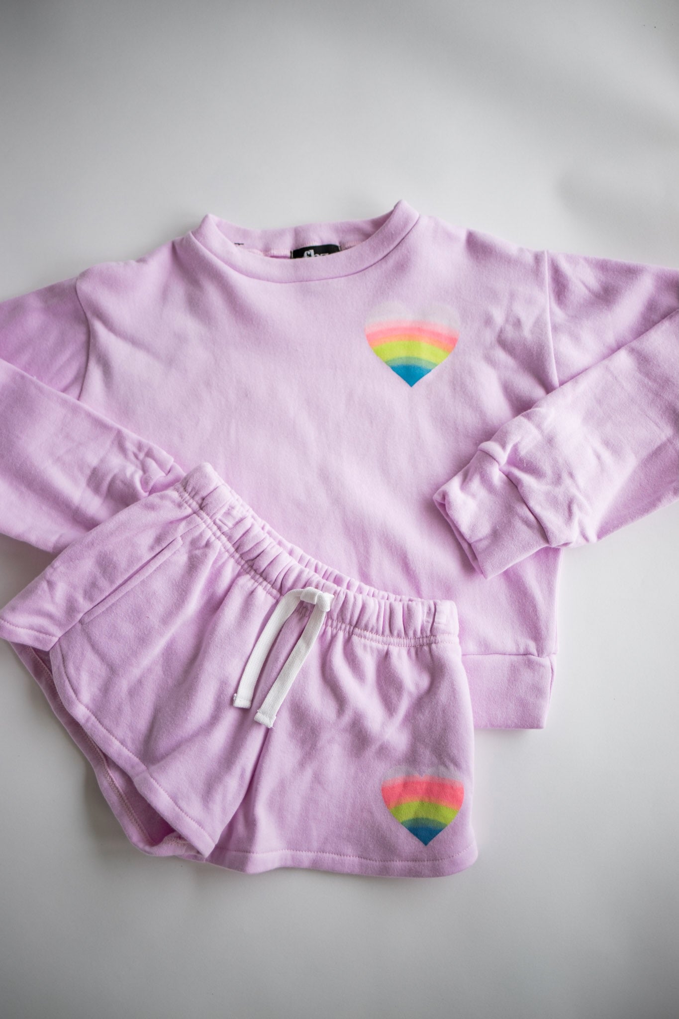 Rainbow Heart Pullover | Pastel Pink