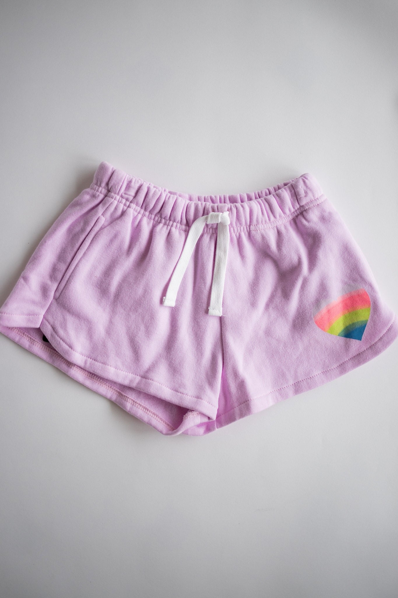 Rainbow Heart Sweat Short | Pastel Pink