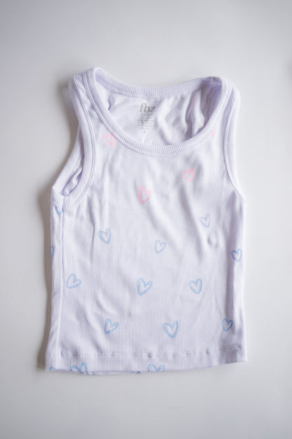 Ombre Heart Doodle Ribbed Tank | White + Pink/Blue