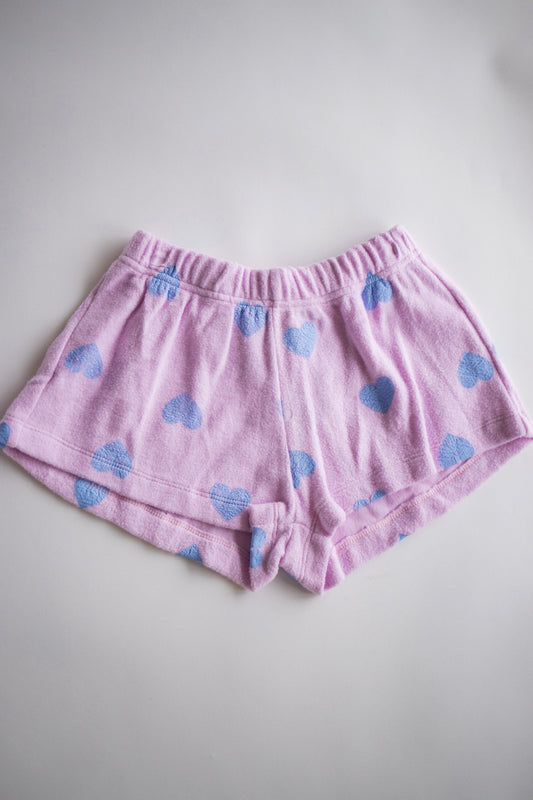 Solid Heart Sweat Short | Pastel Pink + Light Blue