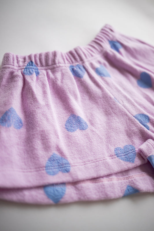 Solid Heart Sweat Short | Pastel Pink + Light Blue