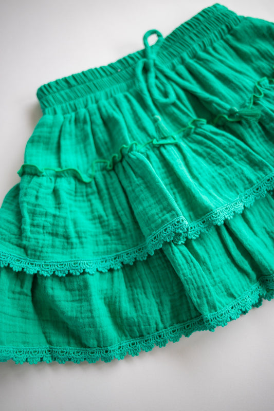 Muslin Tassel Skirt | Green