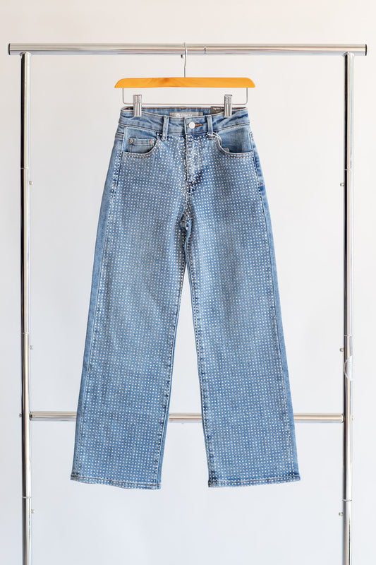 High Rise Straight Jean | Rhinestone