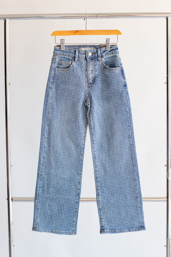 High Rise Straight Jean | Rhinestone