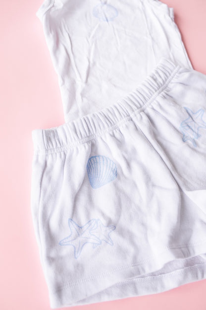 Sweat Short | White with Seashells