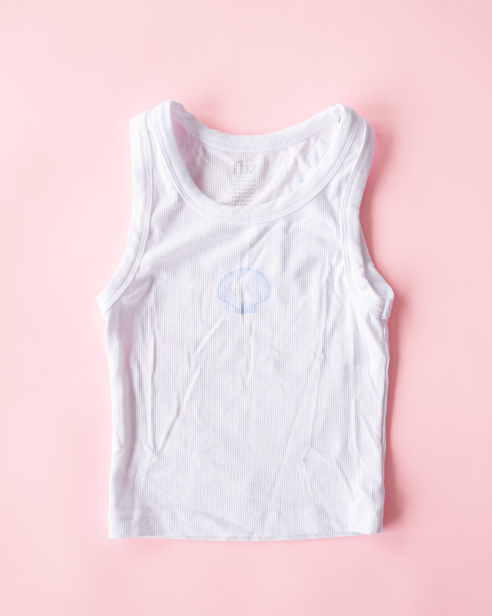 Ribbed Tank | White with Seashell