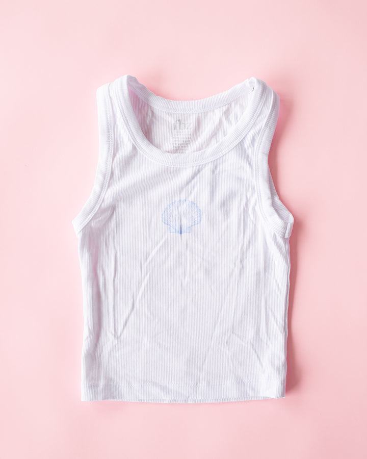 Ribbed Tank | White with Seashell