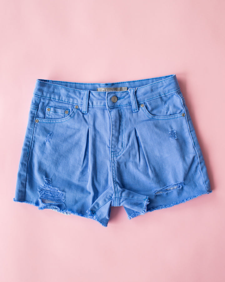 High Rise Pleated Short | Hydrangea Blue
