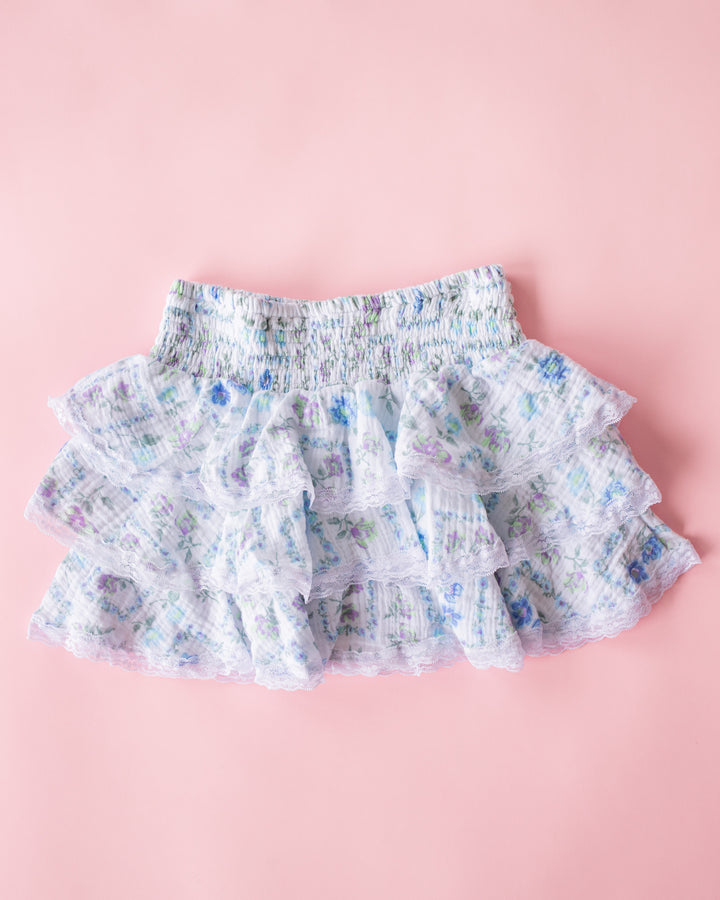 Smocked Waist Tiered Skirt | Floral Stamp