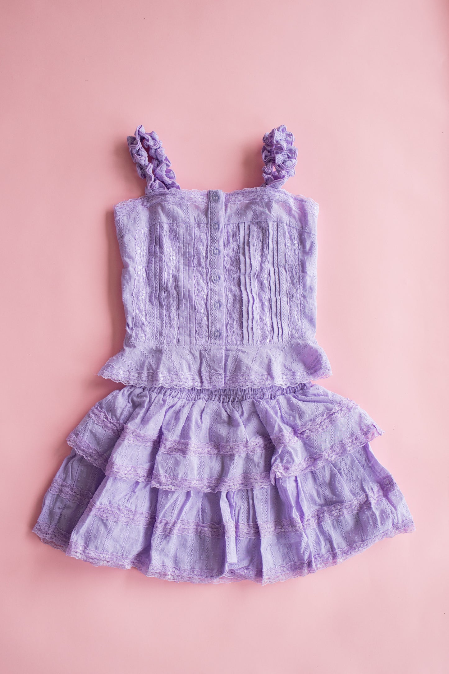 Lace Stripe Swiss Dot Skirt | Lavender