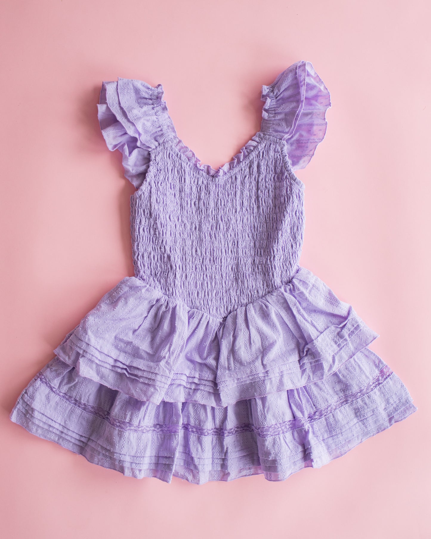 Lace Stripe Swiss Dot Dress | Lavender
