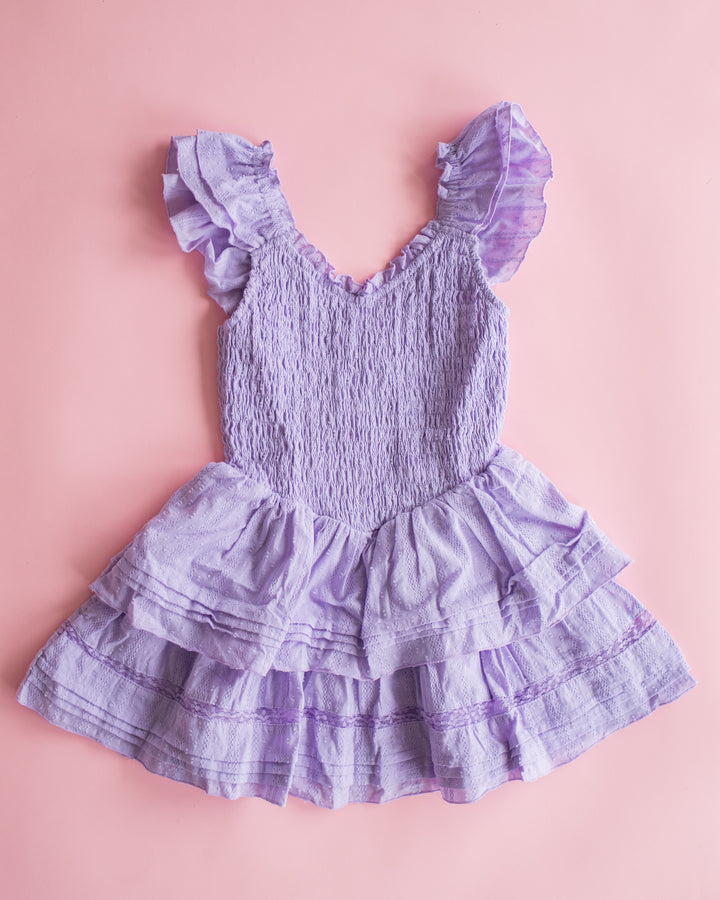 Lace Stripe Swiss Dot Dress | Lavender
