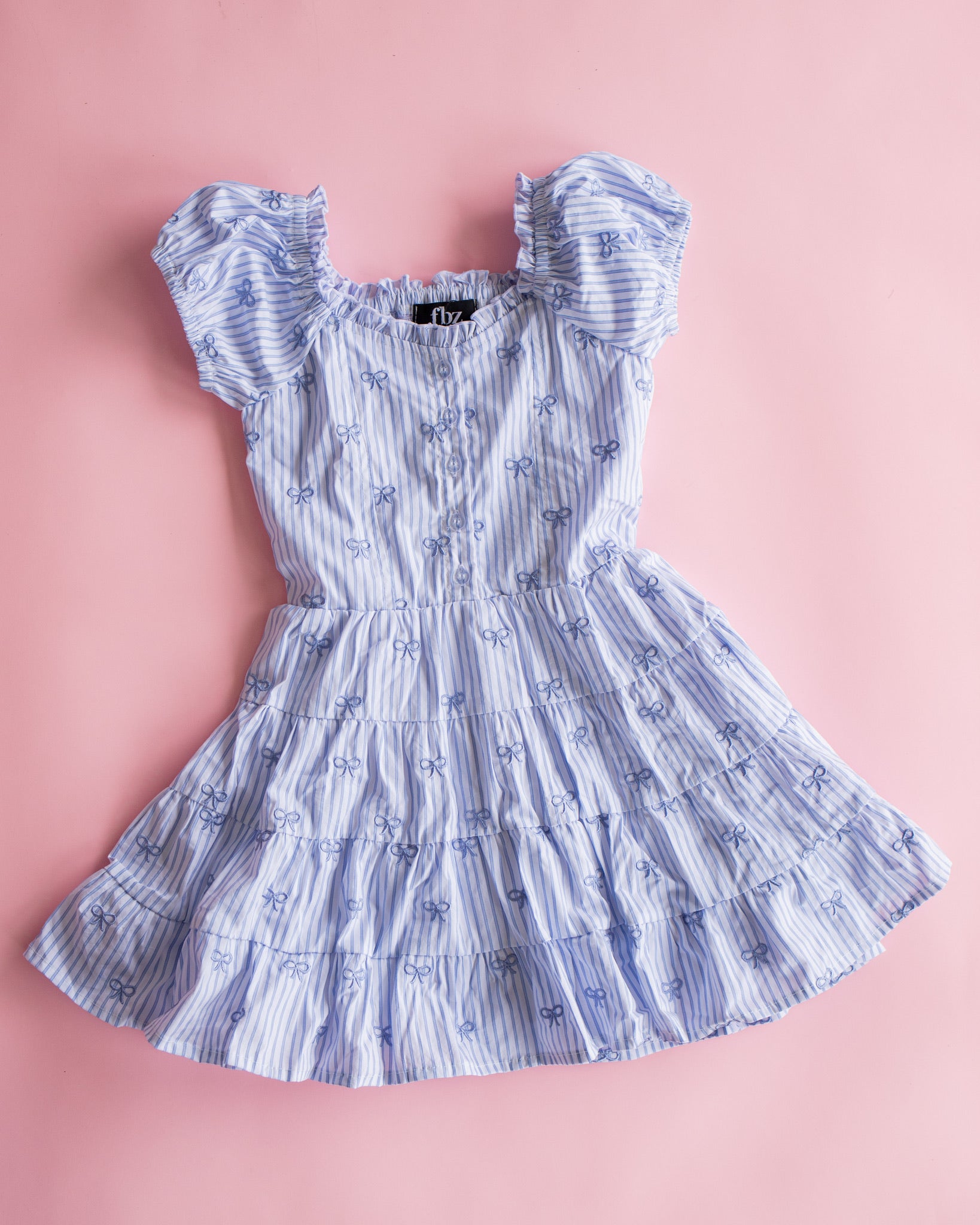 Embroidered Bows Stripe Dress