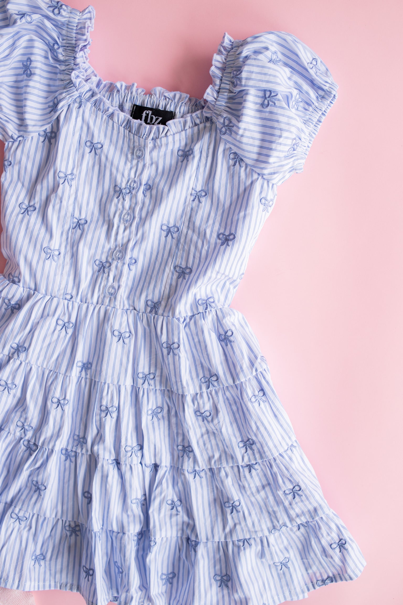 Embroidered Bows Stripe Dress