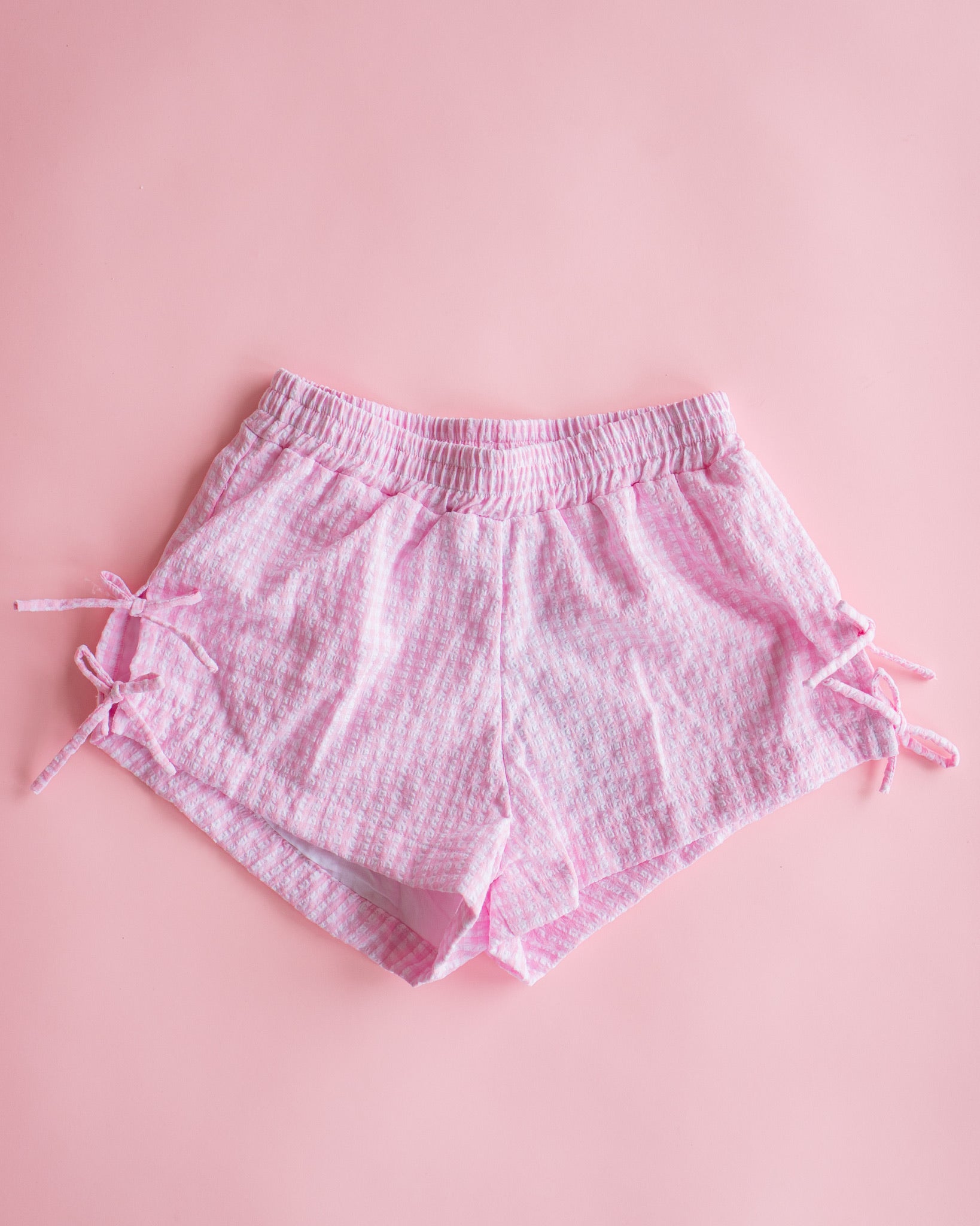 Side Tie Short | Pink Gingham