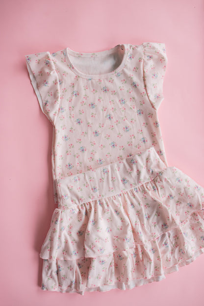 Ribbed Flutter Tank | Pink Ditsy