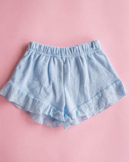 Shorts with Eyelet Trim | Baby Blue