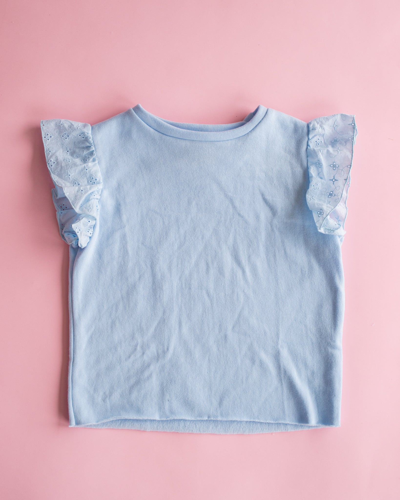 Short Sleeve with Eyelet Trim | Baby Blue