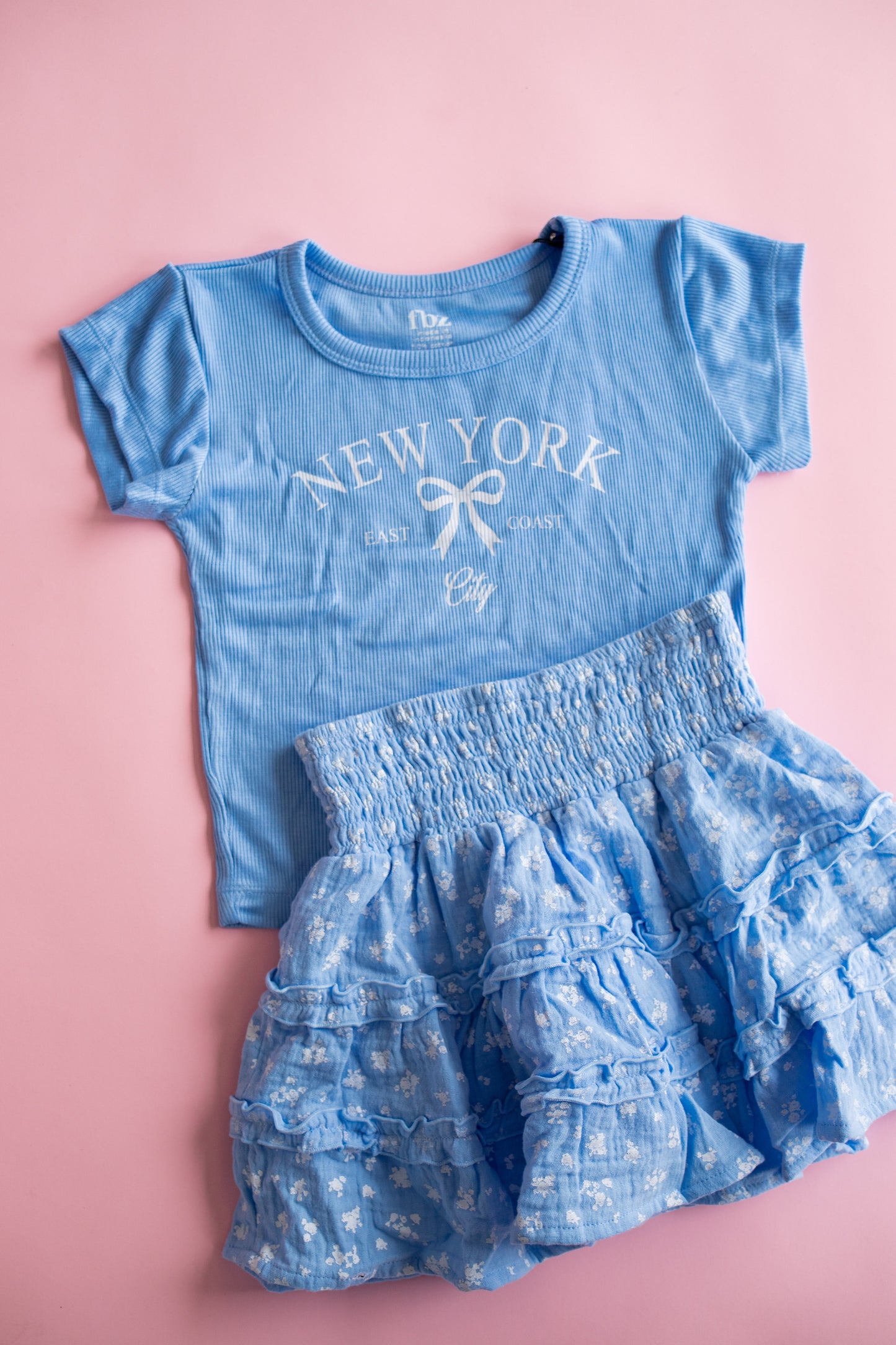Tiered Skirt | Blue Ditsy Flowers