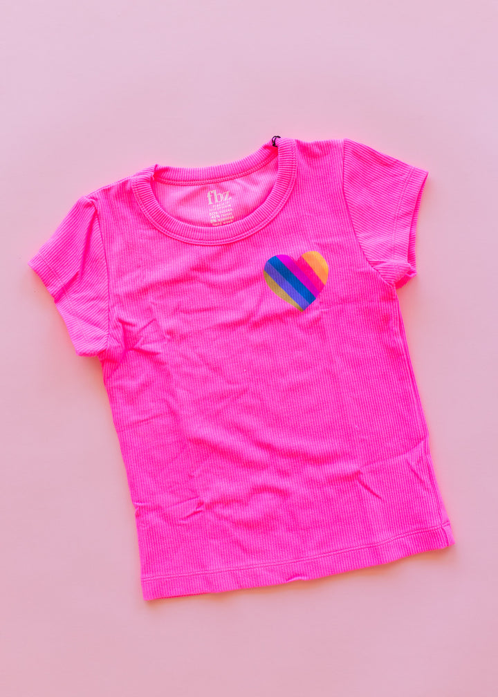Ribbed Tee | Neon Pink
