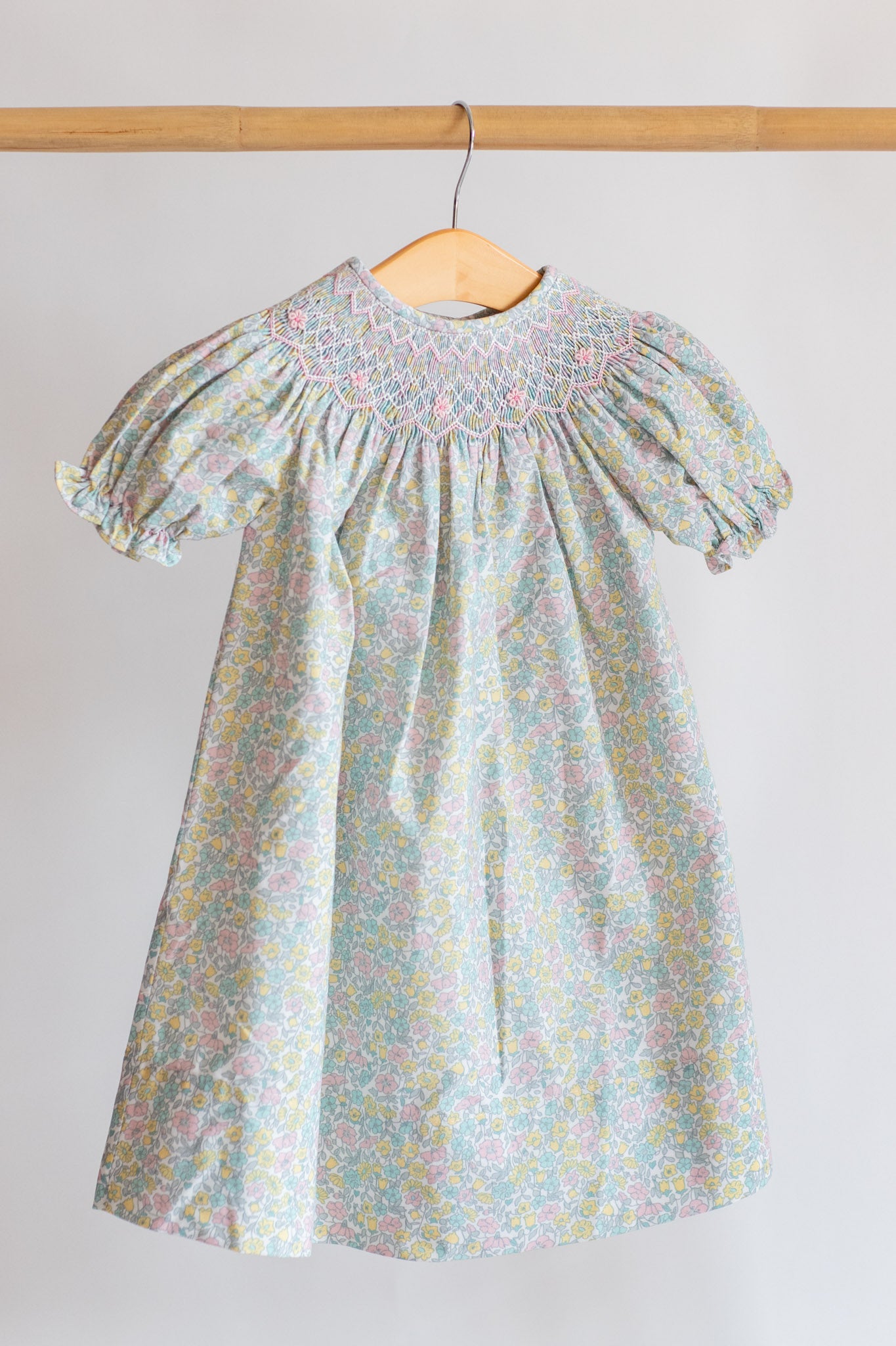 Sara Floral Smocked Dress | Pink, Yellow & Mint