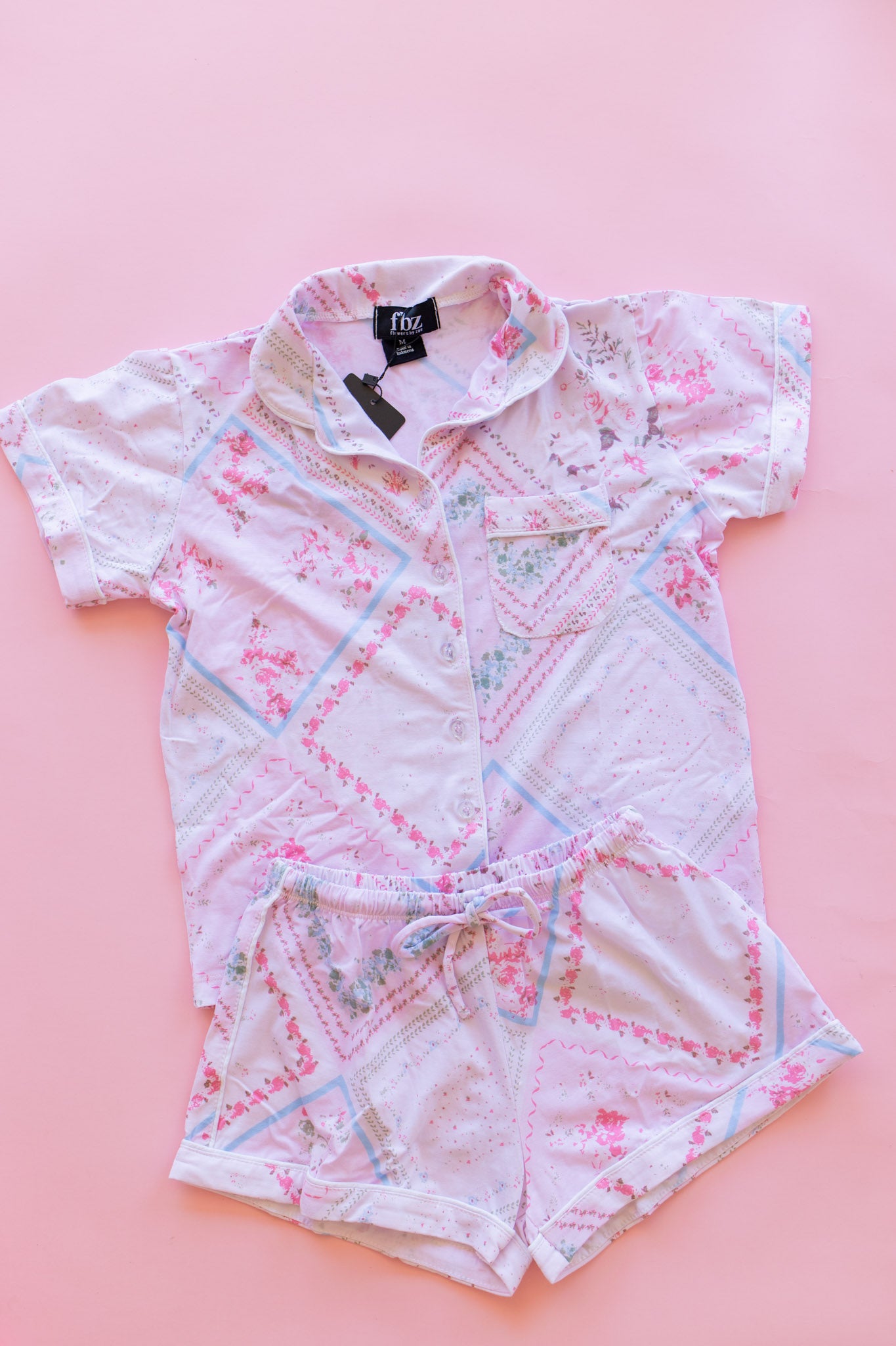 Short Sleeve Pajama Set | Pink Handkerchief