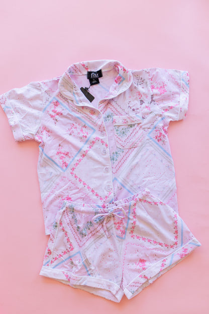 Short Sleeve Pajama Set | Pink Handkerchief