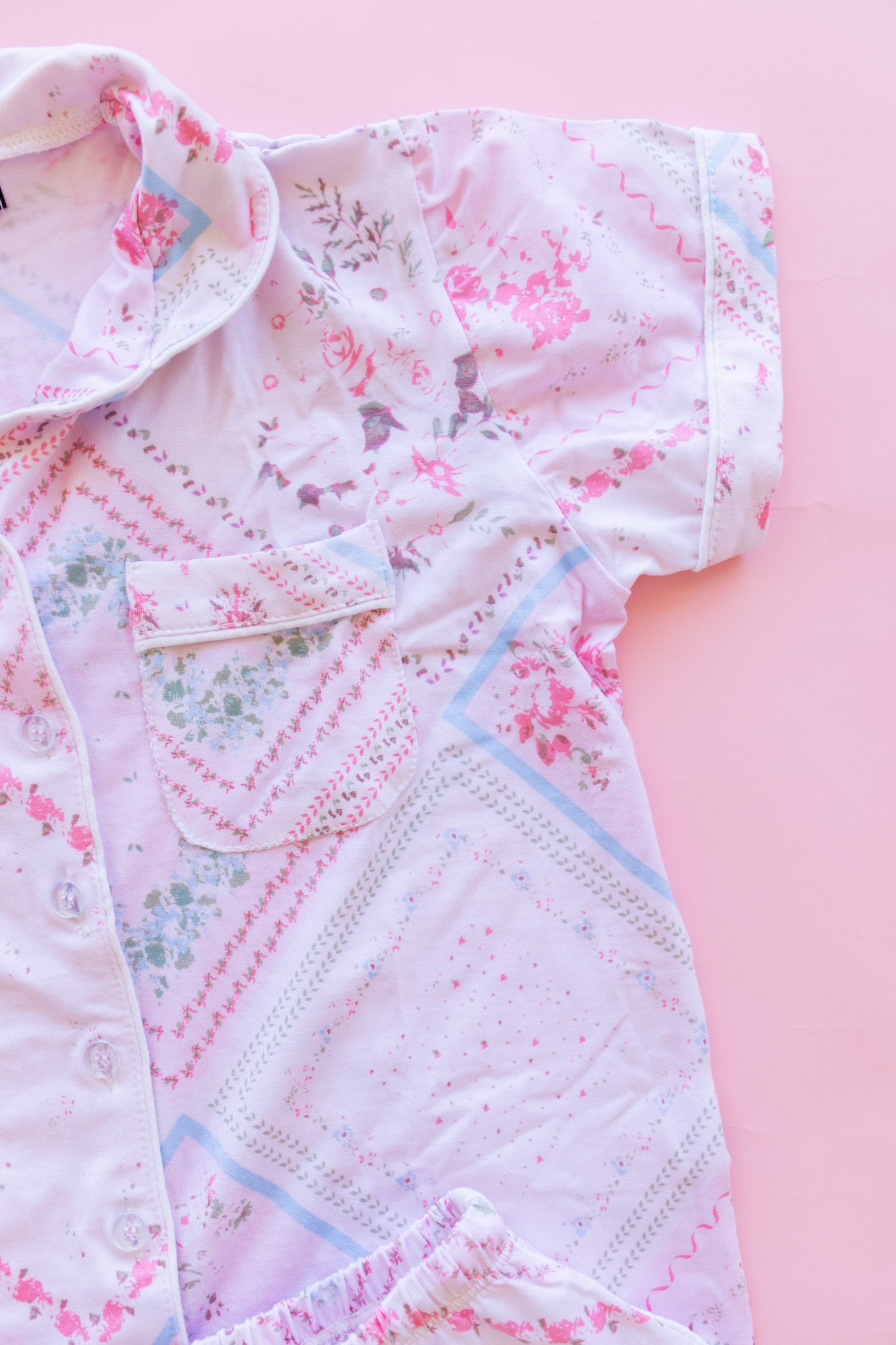 Short Sleeve Pajama Set | Pink Handkerchief
