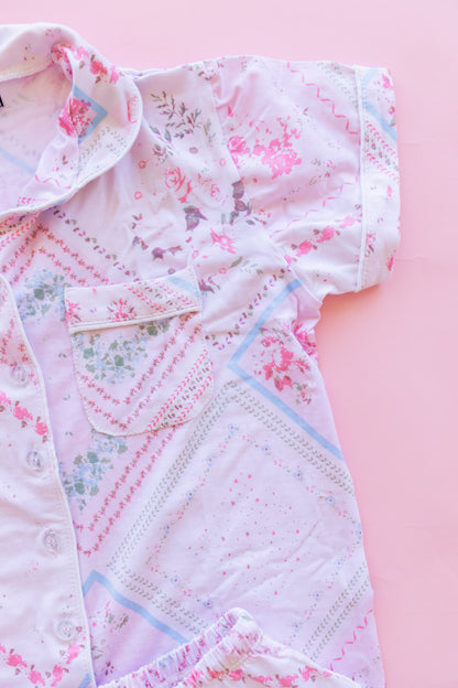 Short Sleeve Pajama Set | Pink Handkerchief