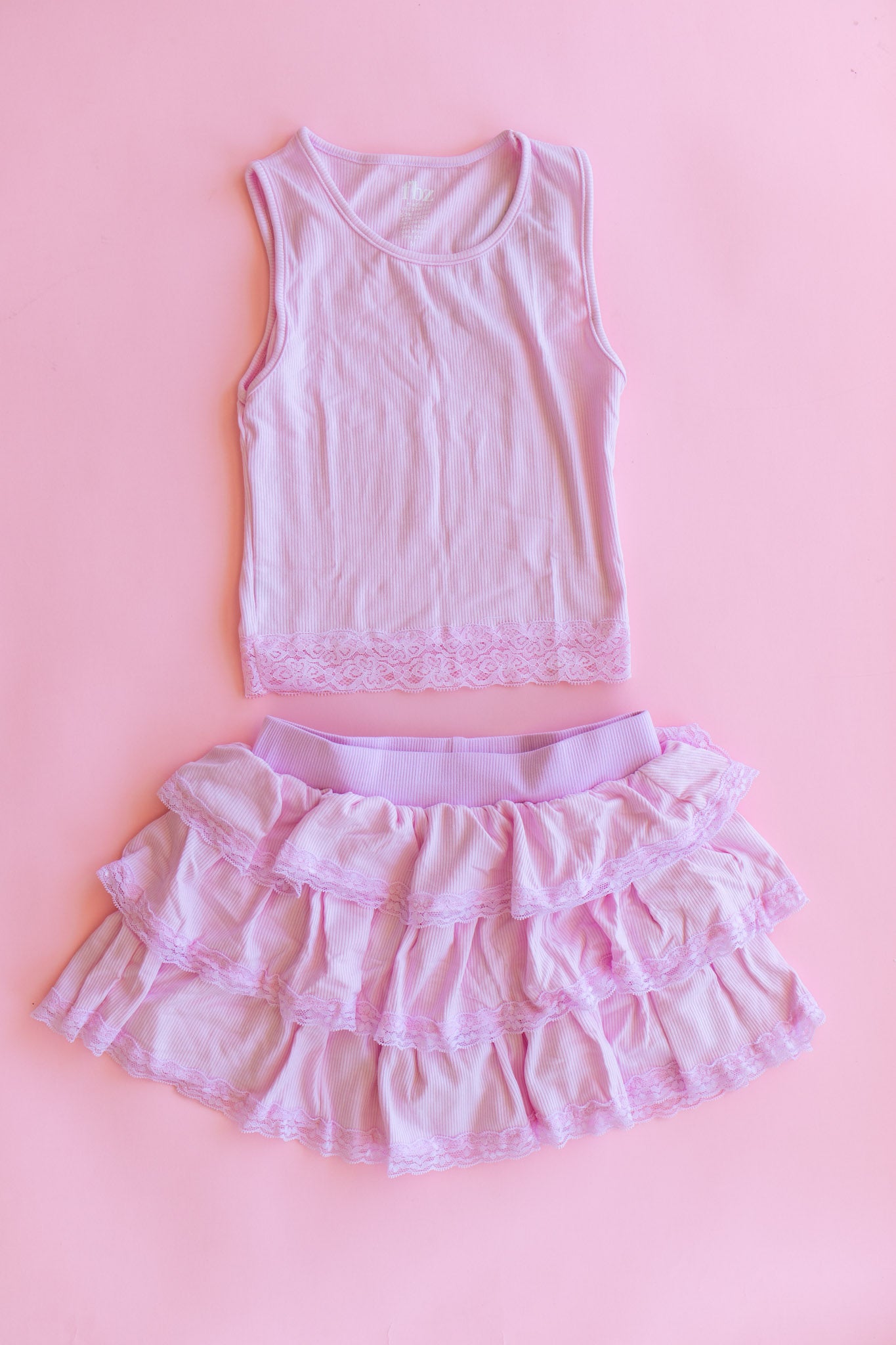 Lace Trim Tiered Skirt | Pink