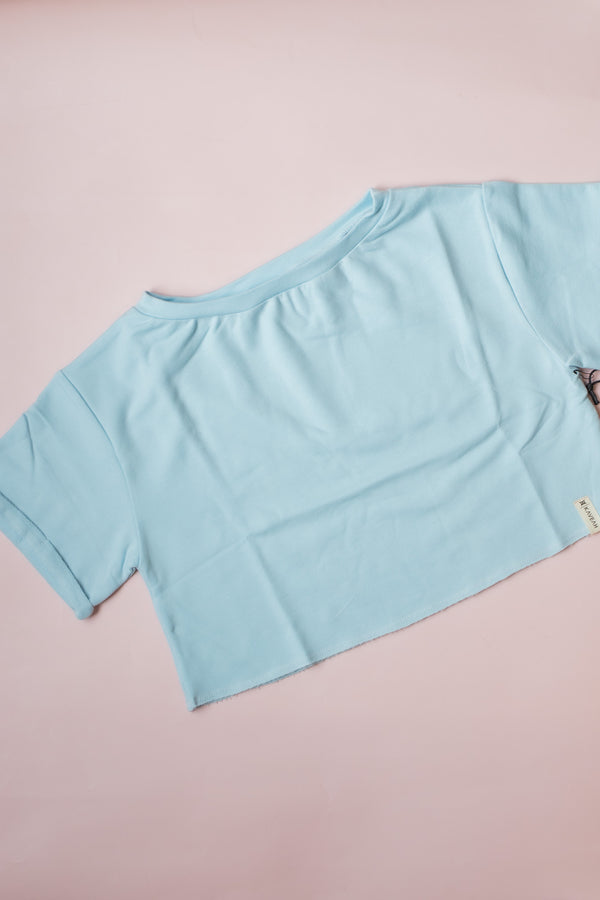 French Terry Boxy Tee | Cool Blue