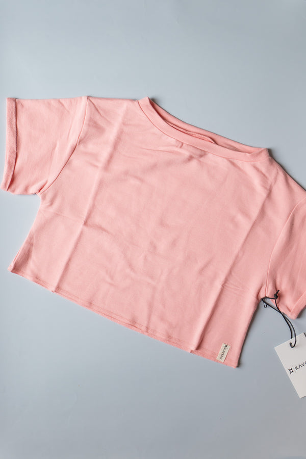 French Terry Boxy Tee | Pink Icing