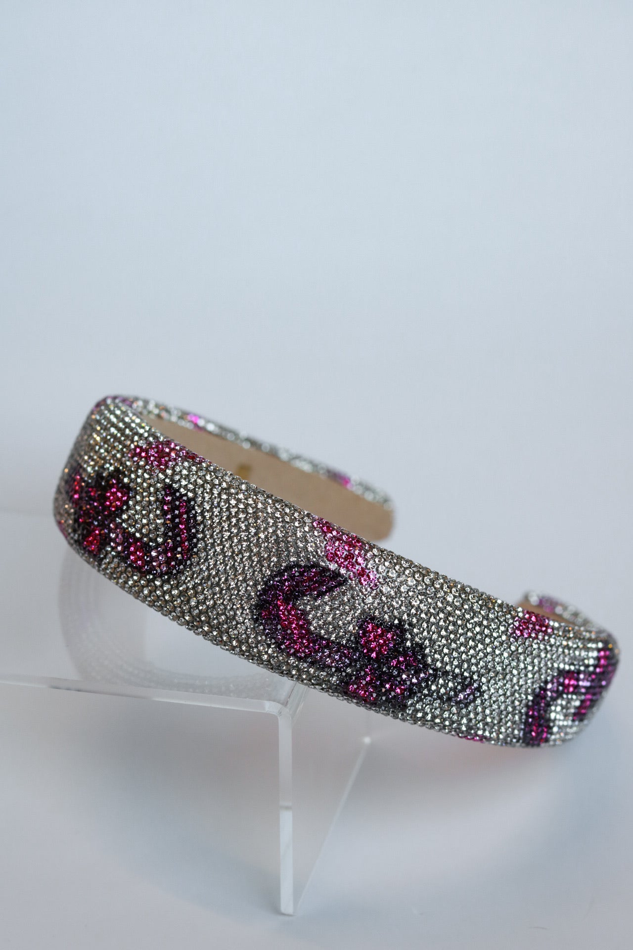 Fully Crystal Festive Headband | Pink Candy Cane