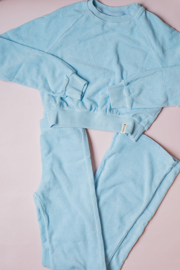 Terry Cloth Lounge Pant | Cool Blue