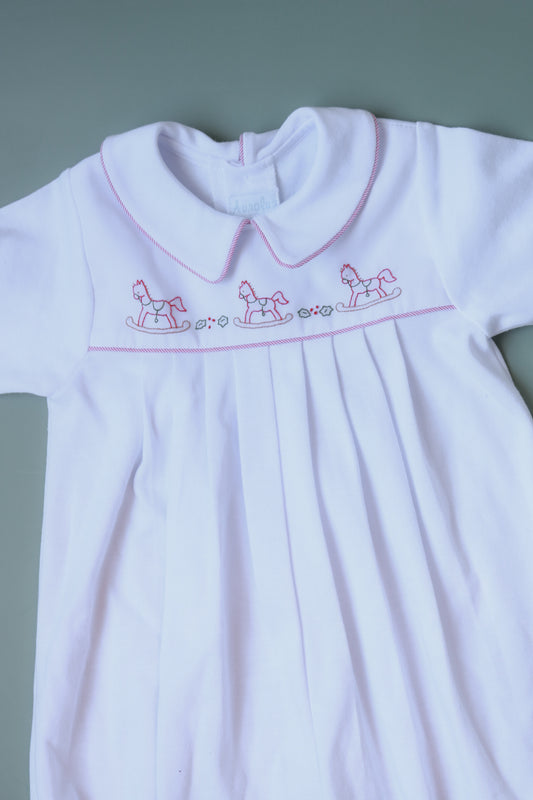 Tiny Horse Embroidered Knit Longall | White