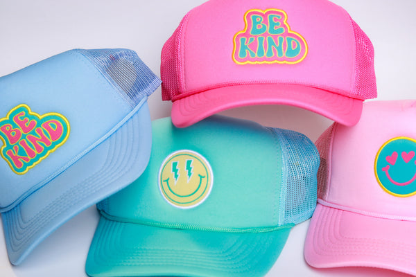 XOXO by magpies | Bubblegum Pink Smiley Trucker